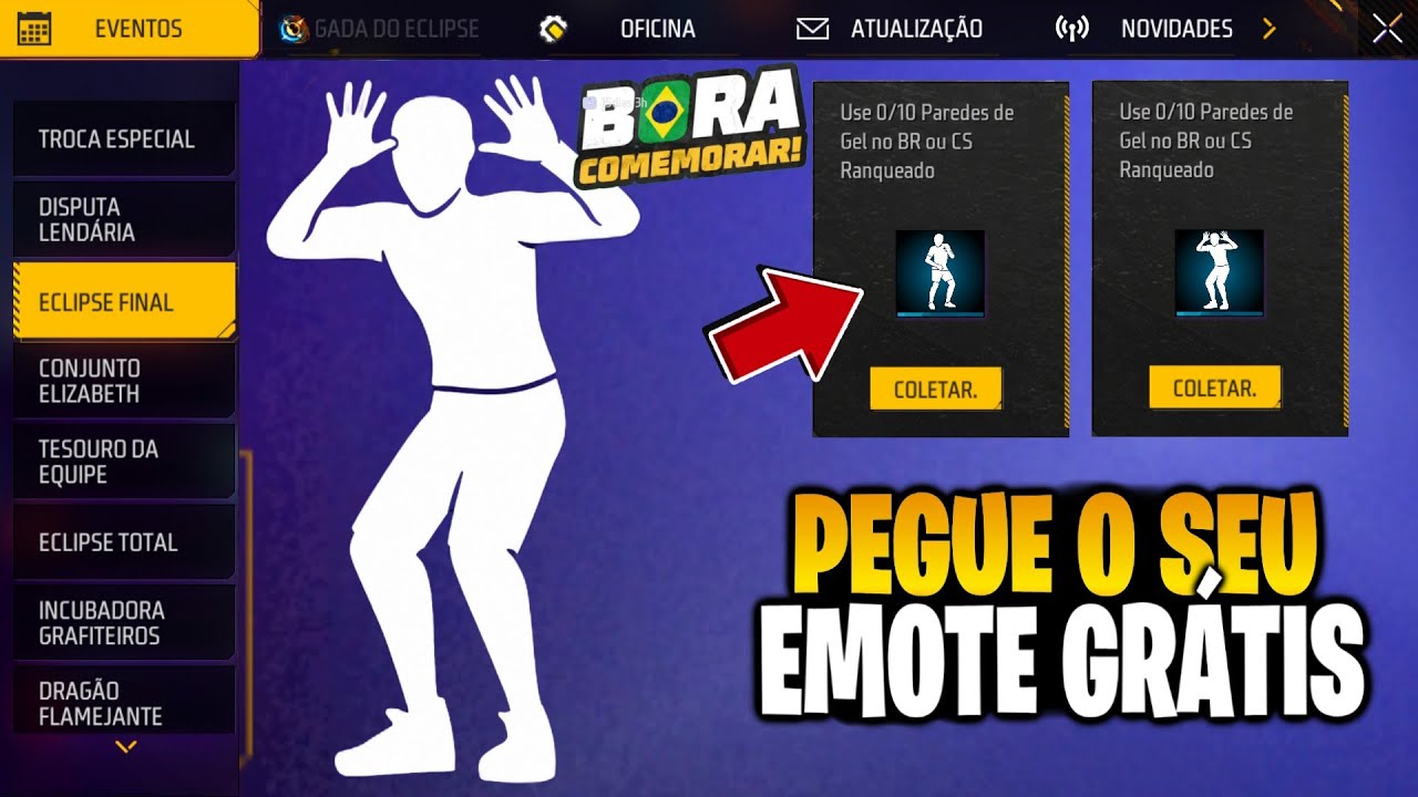 DO NADA! PEGUE OS EMOTES DO BRASIL E EVENTO DE FUTEBOL NO FREE FIRE