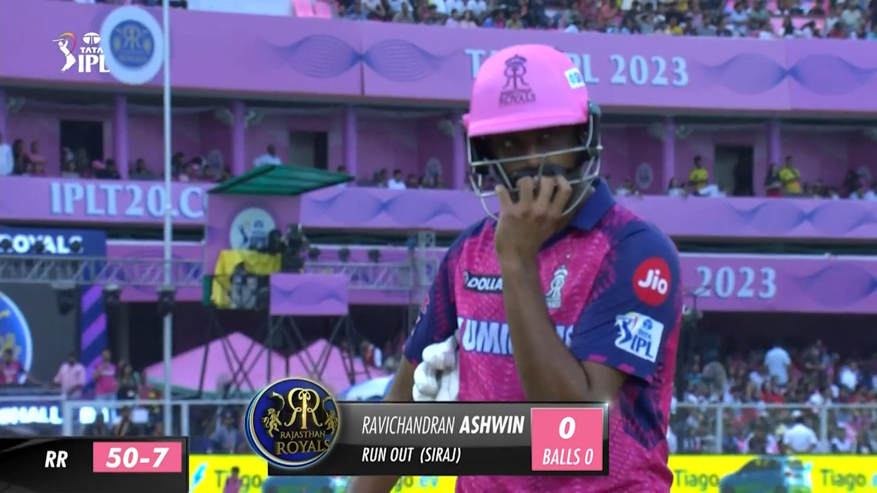 M60: RR vs RCB – Ravichandran Ashwin Wicket background