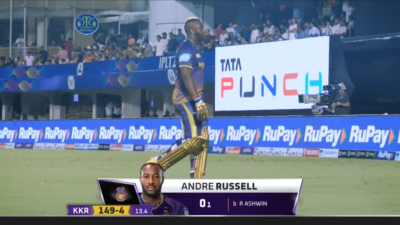 M30: RR vs KKR – Andre Russell Wicket