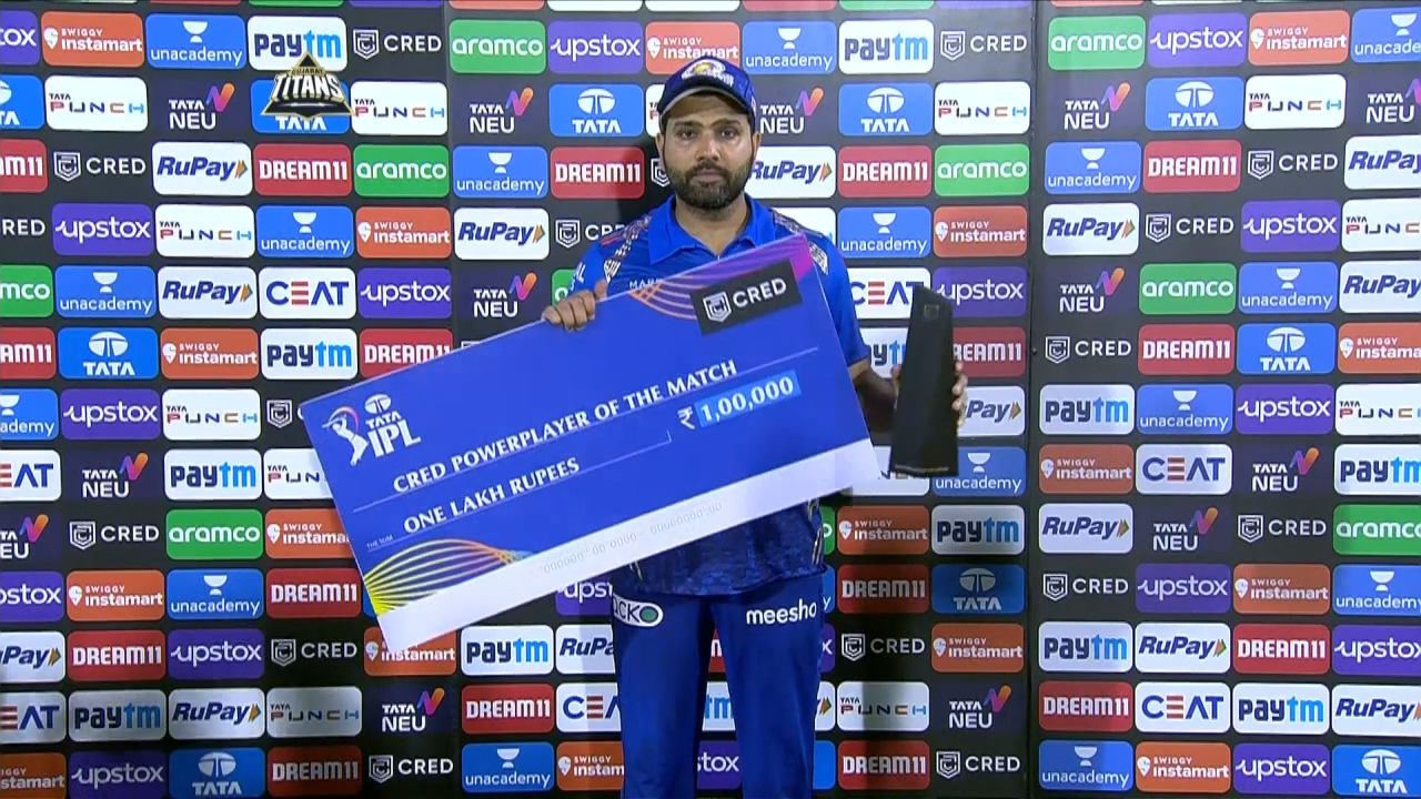 M51: GT vs MI – CRED Power Player of the Match – Rohit Sharma background