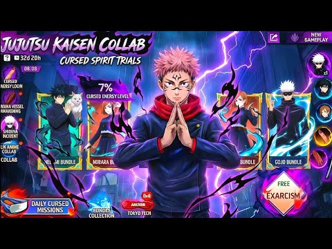 FF x Jujutsu Kaisen Free Rewards Full Review 🤯🥳| 😍Free fire New Bunny Bundle background