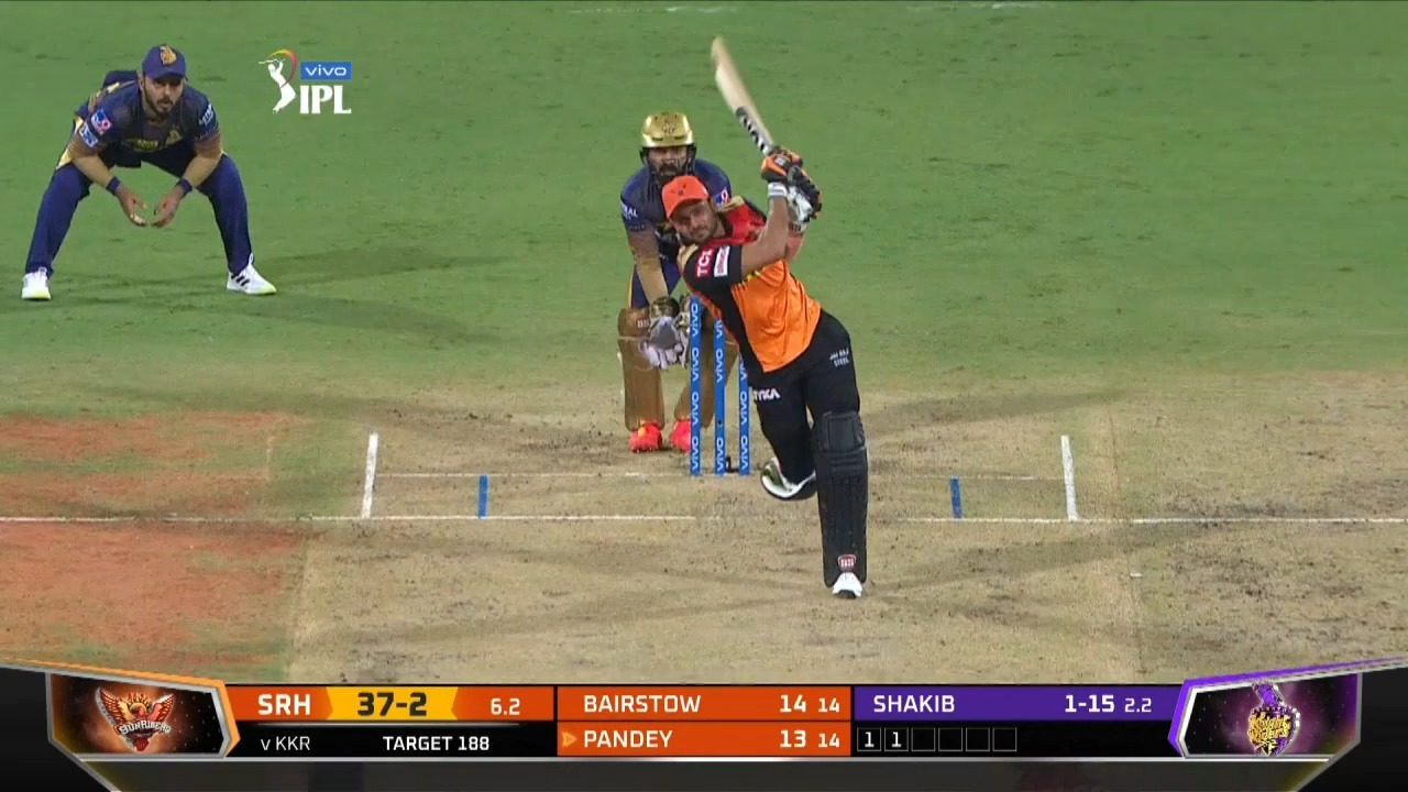 M03: SRH vs KKR – Manish Pandey Six