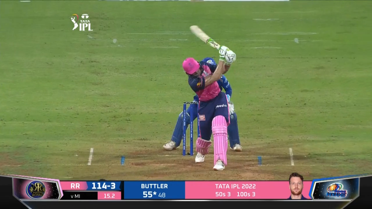 M44: RR vs MI – Jos Buttler Six