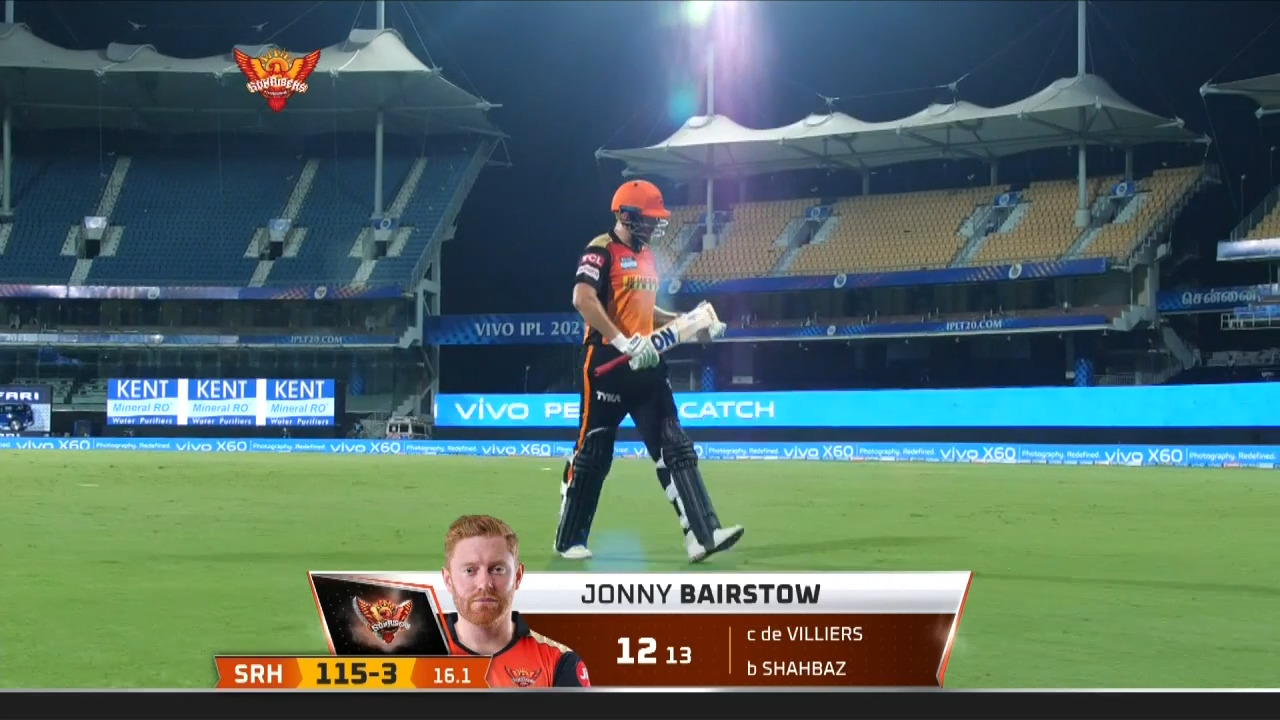 M06: SRH vs RCB – Jonny Bairstow Wicket background