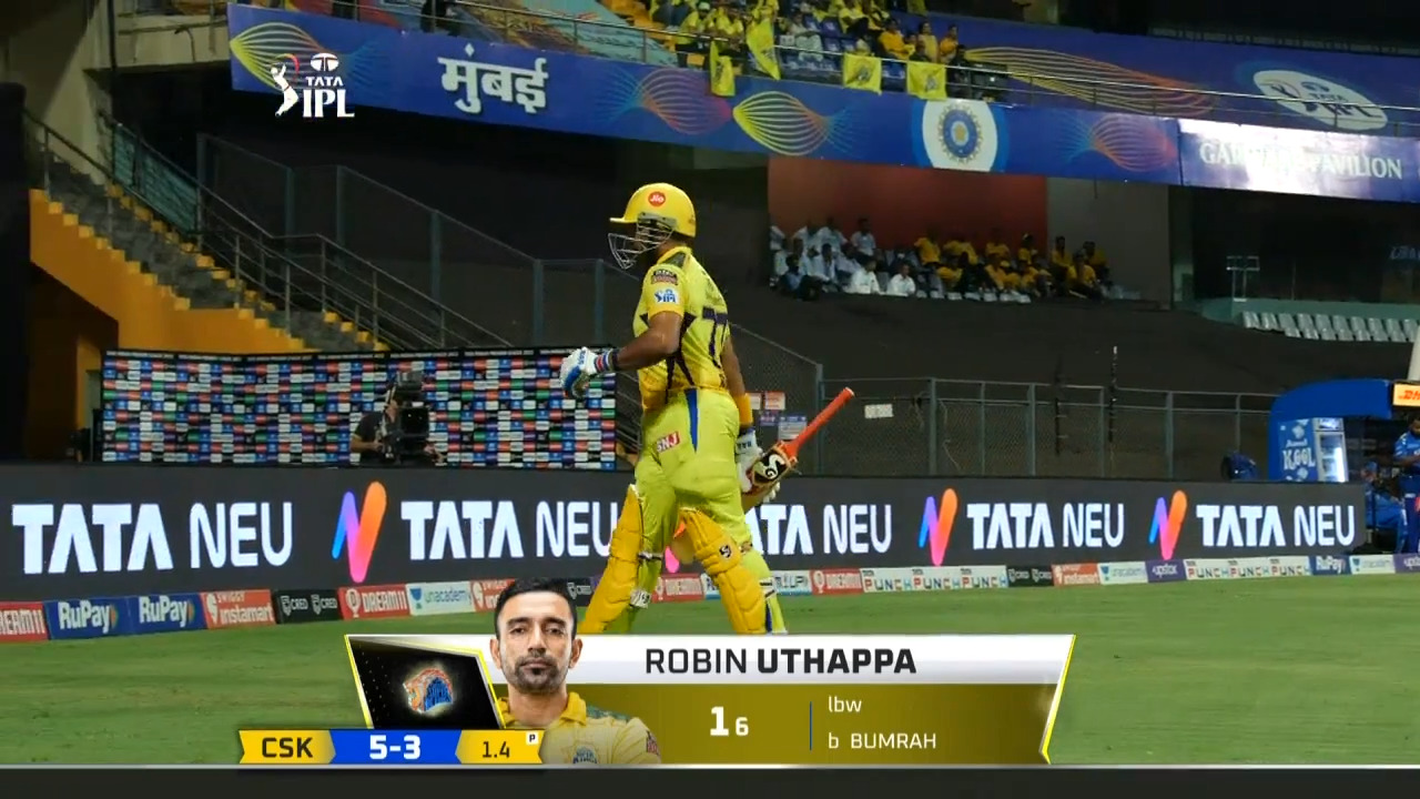 M59: CSK vs MI – Robin Uthappa Wicket background