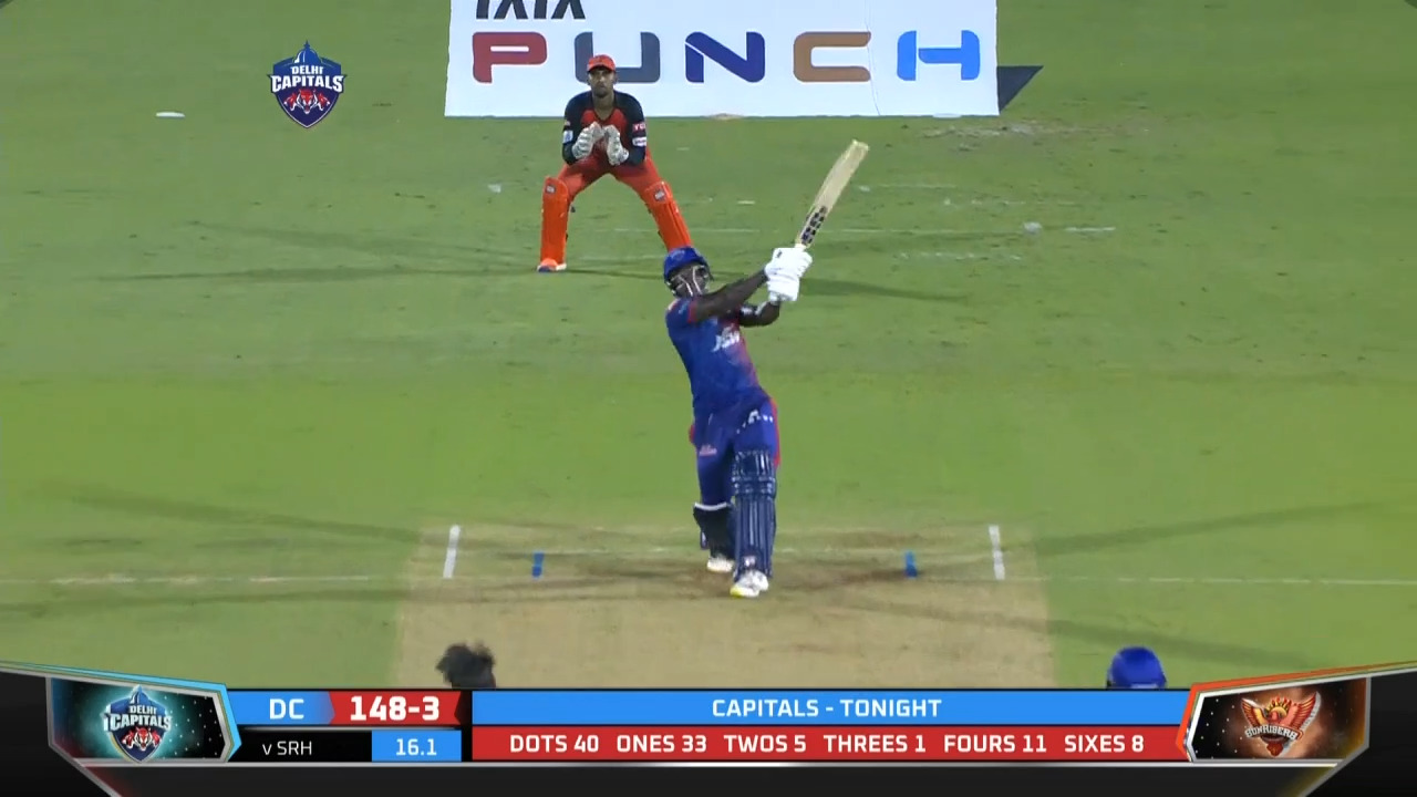 M50: DC vs SRH – Rovman Powell Six background