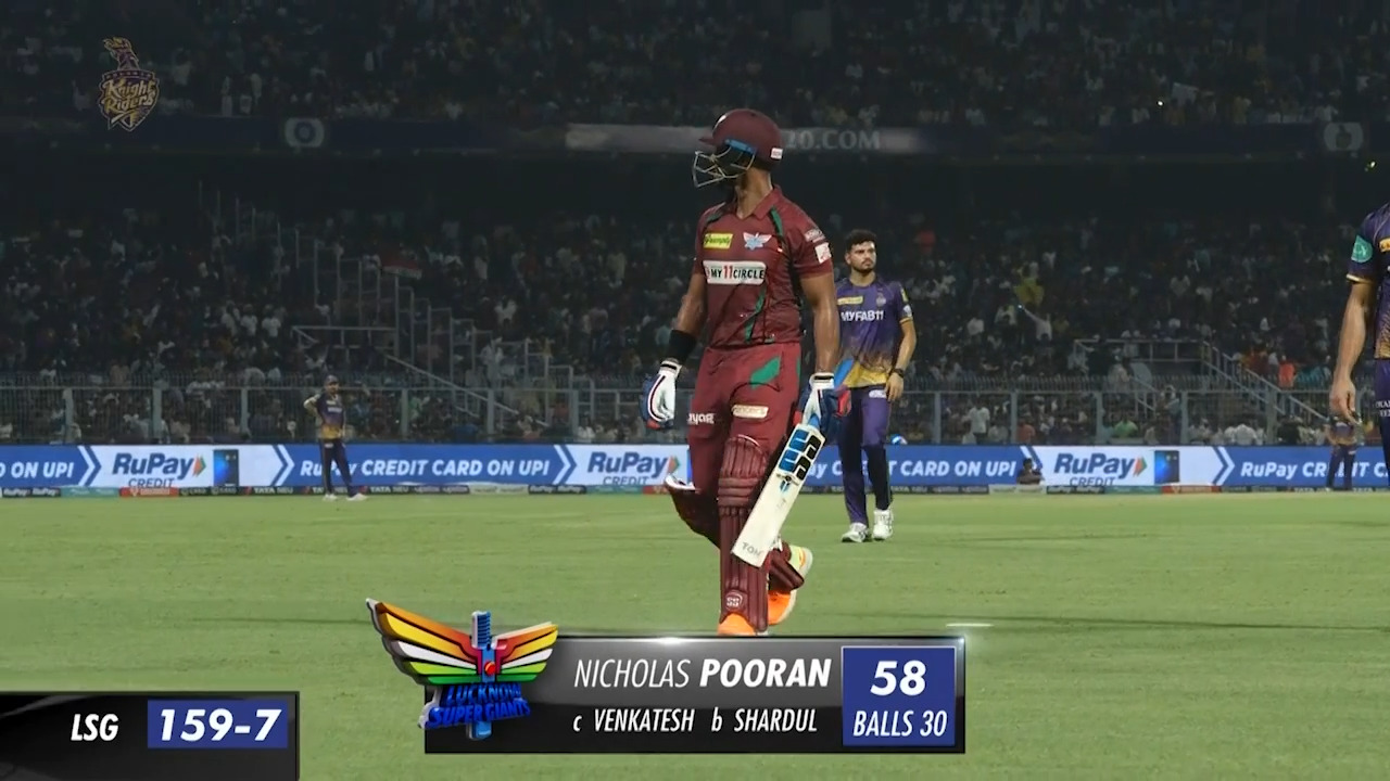 M68: KKR vs LSG – Nicholas Pooran Wicket
