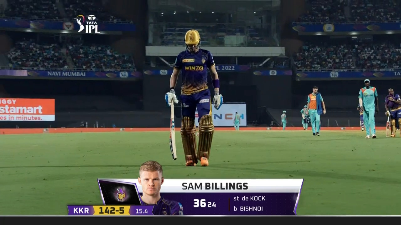 M66: KKR vs LSG – Sam Billings Wicket background