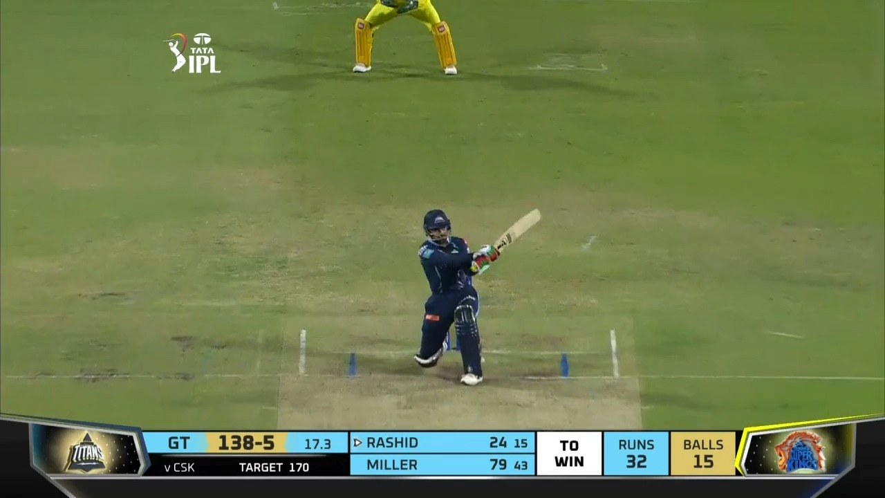 M29: GT vs CSK – Rashid Khan Six background