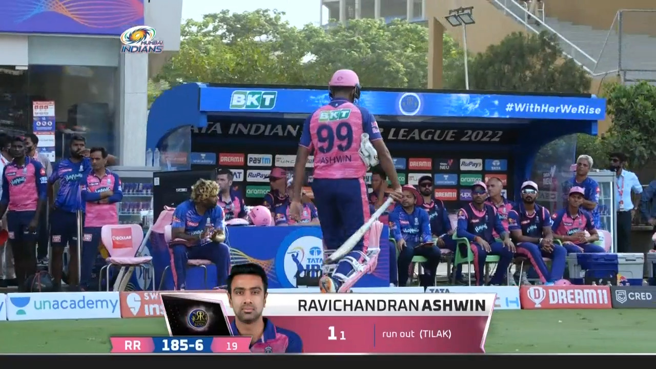 M09: MI vs RR – Ravichandran Ashwin Wicket