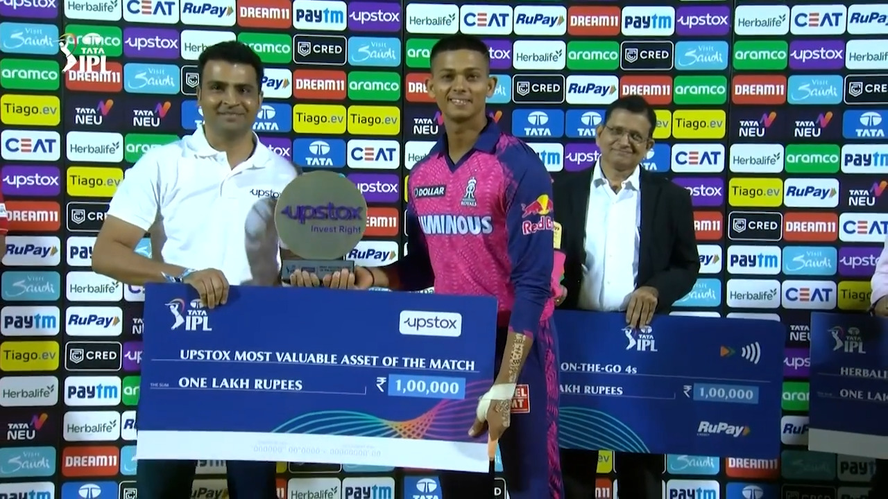 M37: RR vs CSK – Upstox most Valuable Asset of the Match – Yashasvi Jaiswal