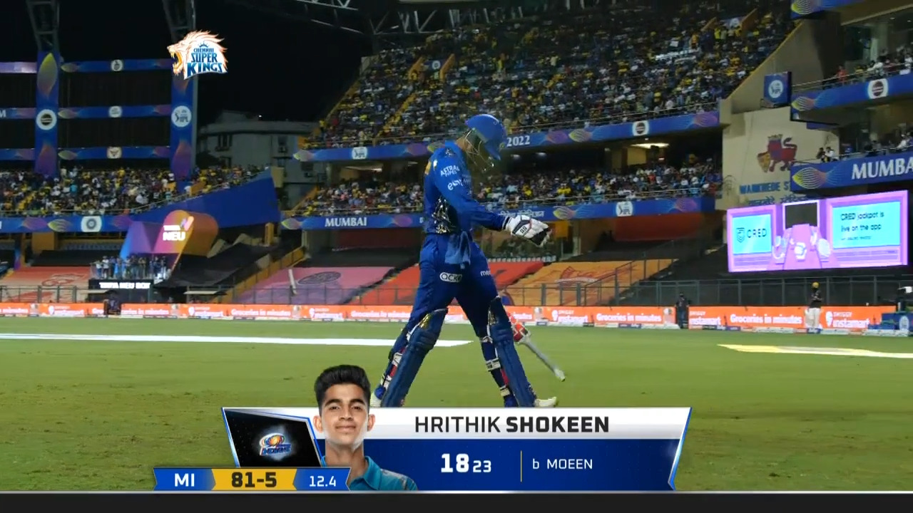 M59: CSK vs MI – Hrithik Shokeen Wicket