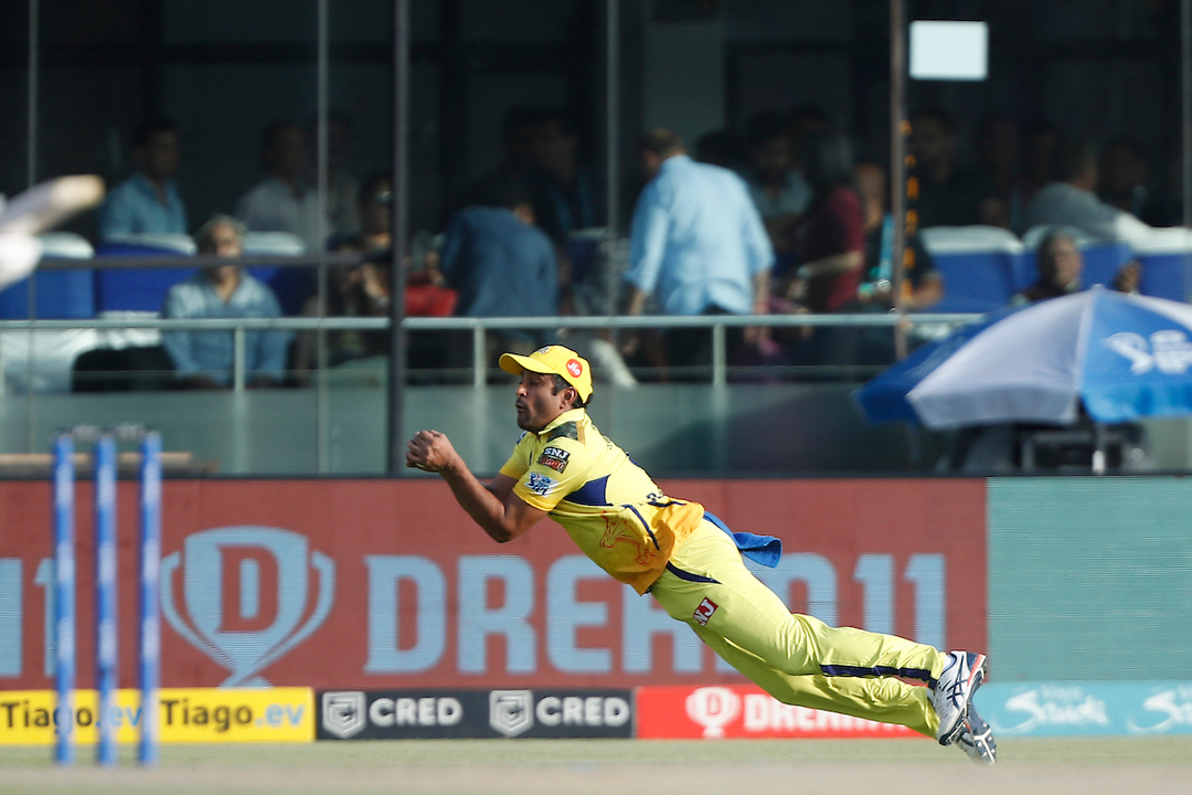 SHARP: Rayudu pulls off a brilliant diving catch to dismiss Shaw background