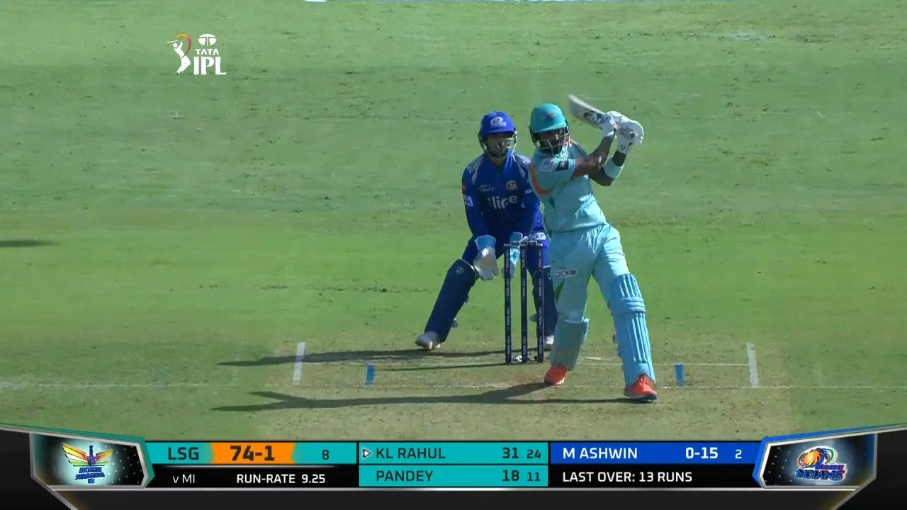M26: MI vs LSG – K L Rahul Six