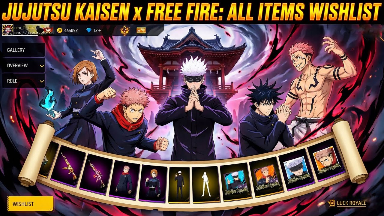 JUJUTSU KAISEN ALL ITEMS WISHLIST 🫨AND IN GAME REVIEW ⚡️🔥 background