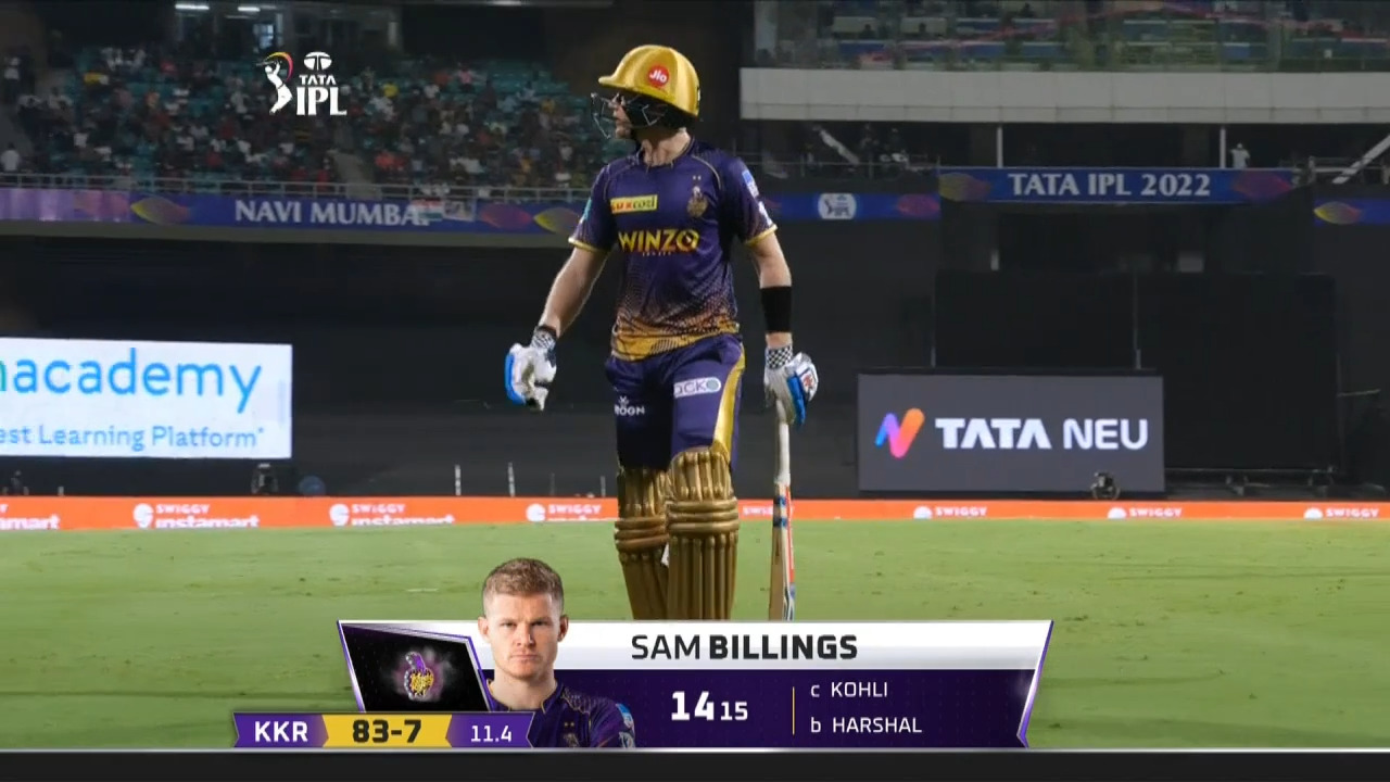 M06: RCB vs KKR – Sam Billings Wicket background
