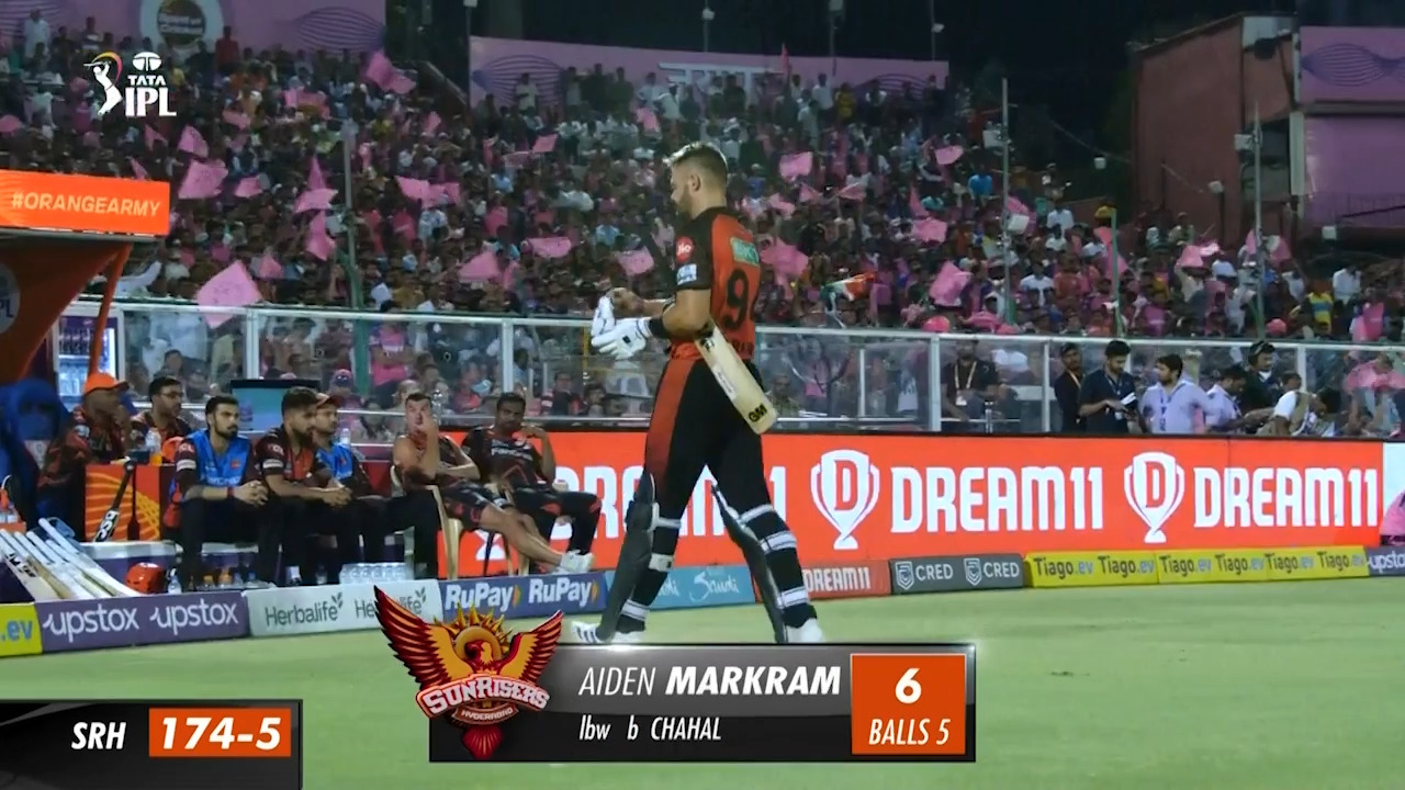 M52: RR vs SRH – Aiden Markram Wicket background
