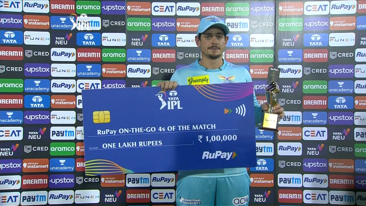 M07: LSG vs CSK – RuPay On-The-Go 4s of the Match – Quinton De Kock