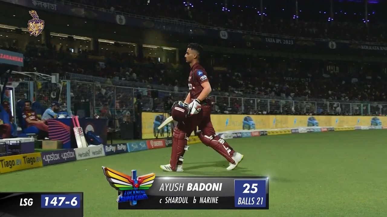 M68: KKR vs LSG – Ayush Badoni Wicket