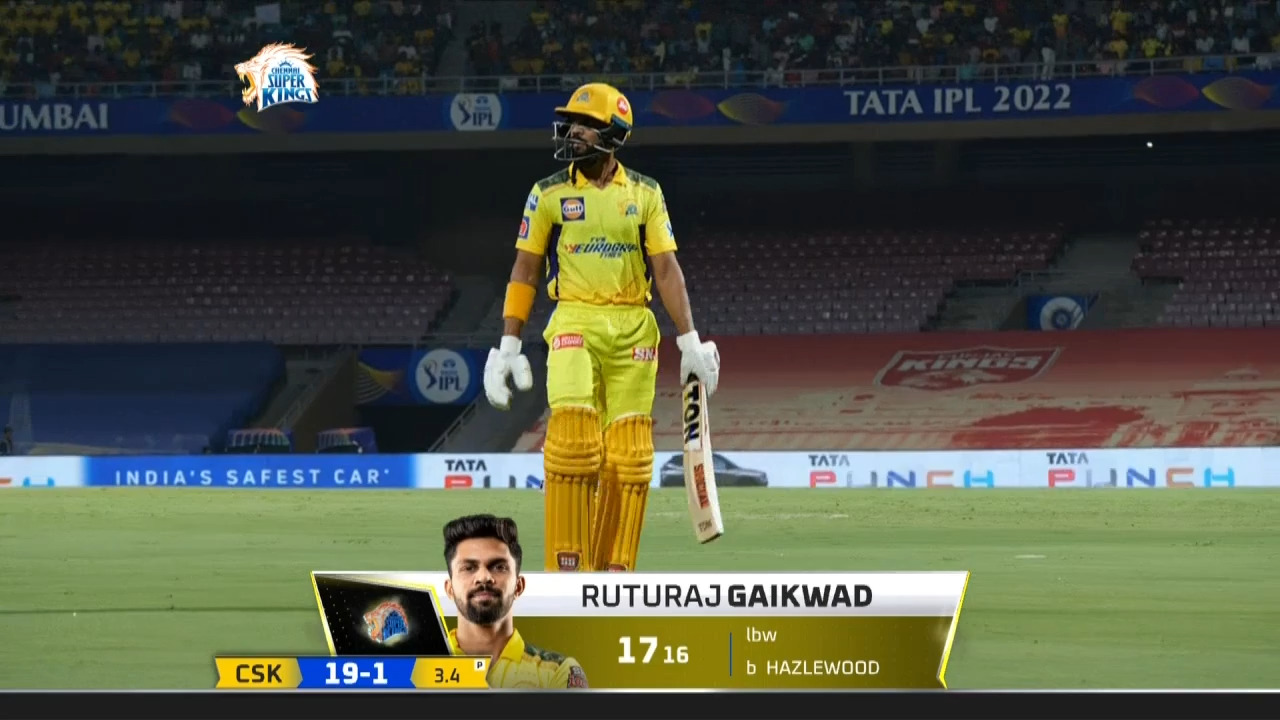 M22: CSK vs RCB – Ruturaj Gaikwad Wicket background