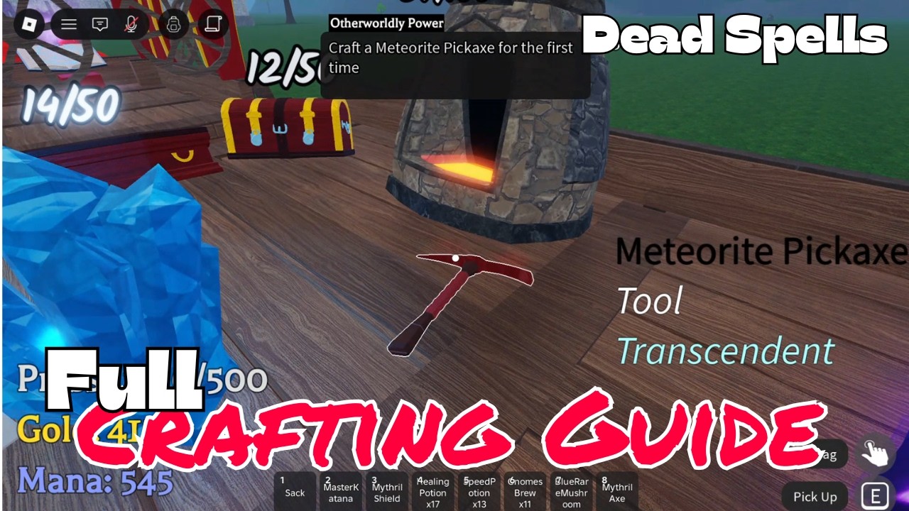 Crafting Guide in Dead Spells! How to Get Meteorite Axe & Pickaxe | (Easy Guide)