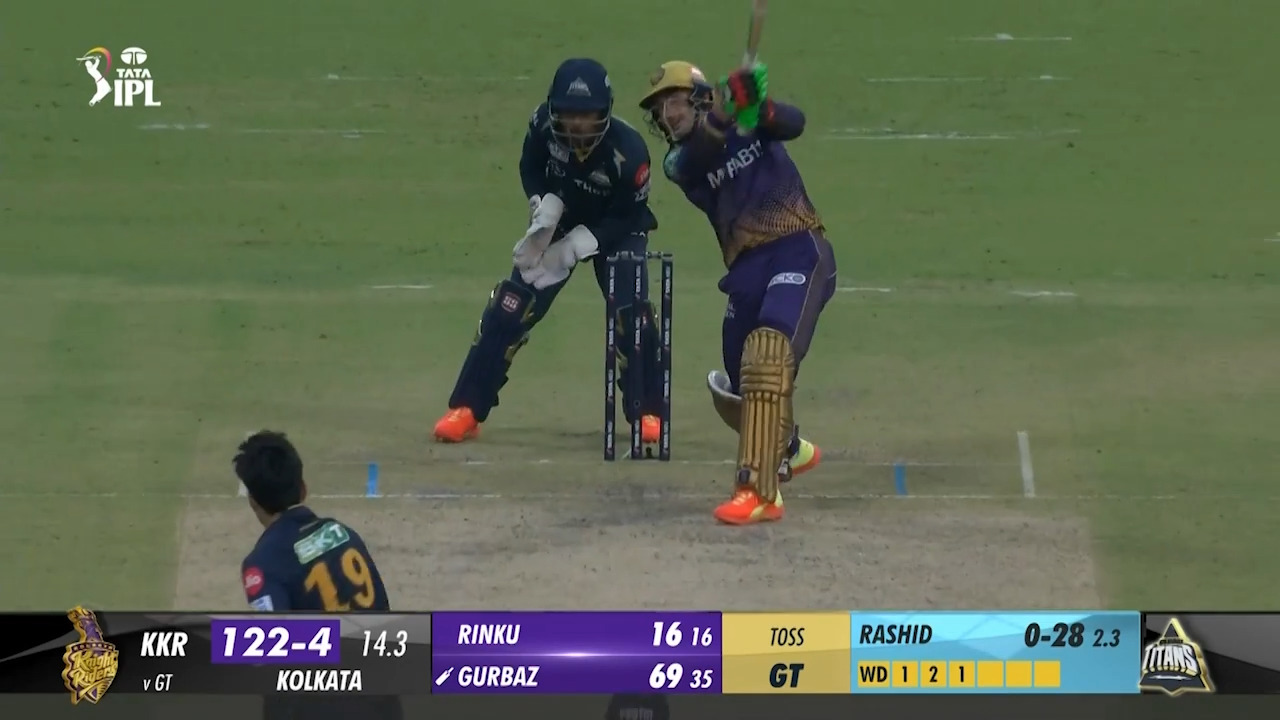 M39: KKR vs GT – Rahmanullah Gurbaz Six background