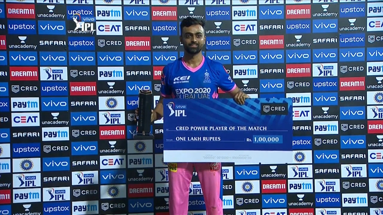 M07: RR vs DC – CRED Power Player of the Match – Jaydev Unadkat background