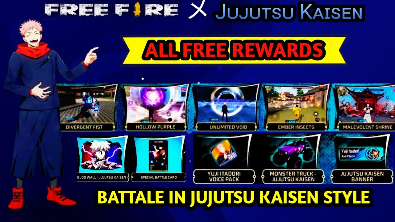 Free Fire x Jujutsu Kaisen All Free Rewards ๐|Jujutsu Kaisen Free Rewards|Free Fire New Event ๐ฅฐ