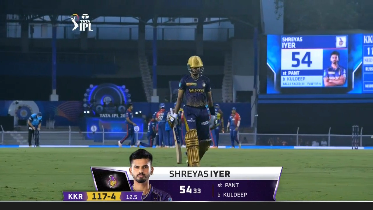 M19: KKR vs DC – Shreyas Iyer Wicket