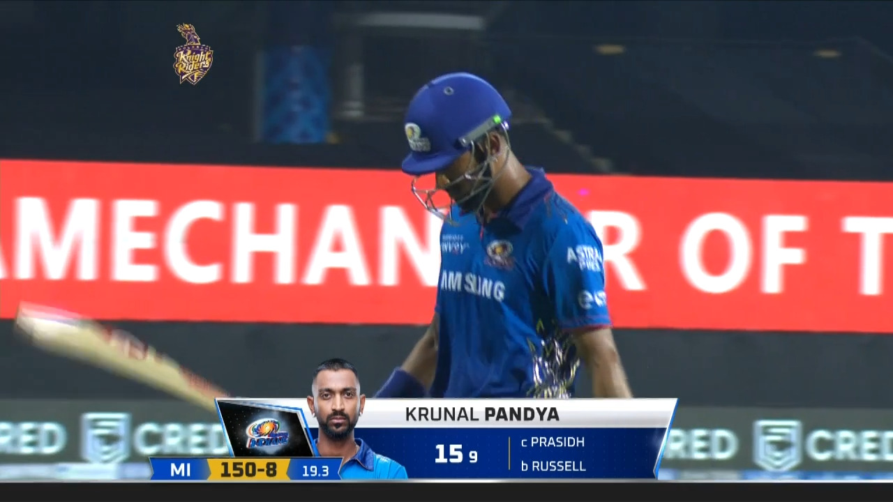 M05: KKR vs MI – Krunal Pandya Wicket