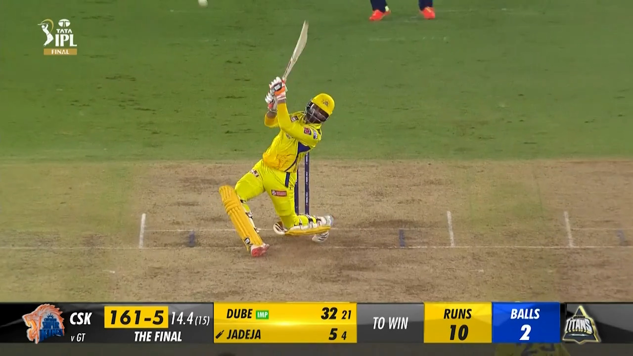 Final: CSK vs GT – Ravindra Jadeja Six background