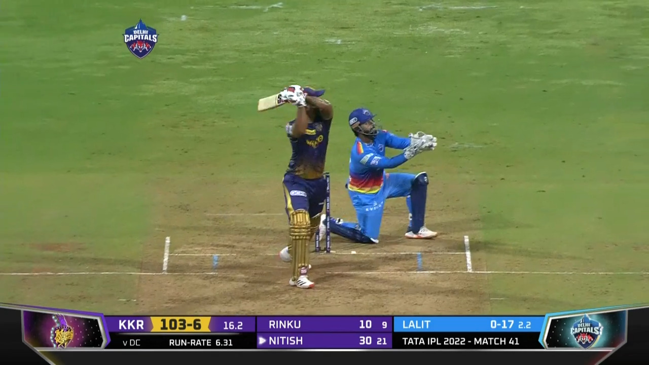 M41: DC vs KKR – Nitish Rana Six