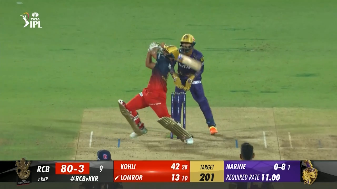 M36: RCB vs KKR – Mahipal Lomror Six