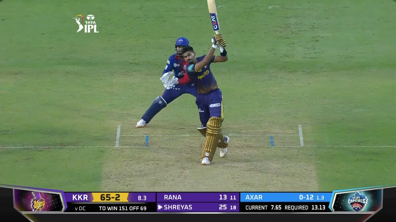 M19: KKR vs DC – Shreyas Iyer Six background