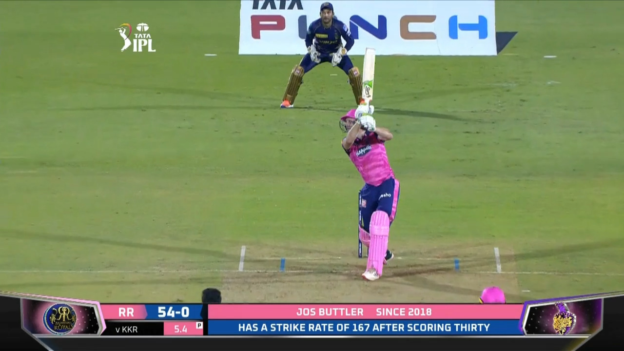 M30: RR vs KKR – Jos Buttler Six