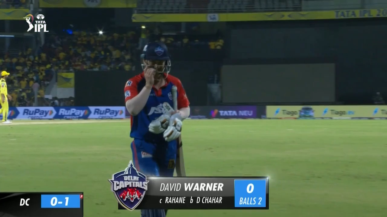 M55: CSK vs DC – David Warner Wicket
