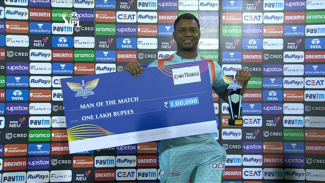 M07: LSG vs CSK – Man of the Match – Evin Lewis background