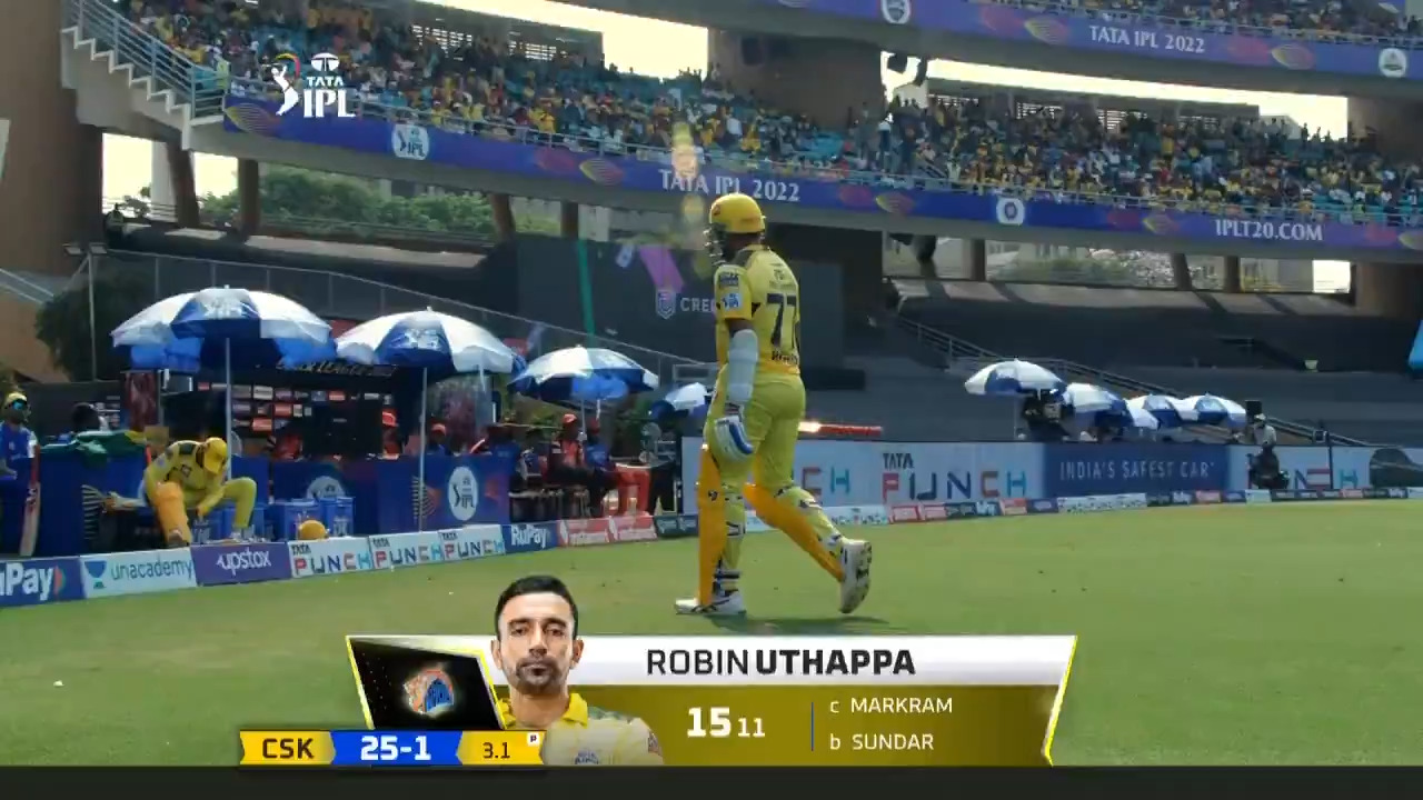M17: CSK vs SRH – Robin Uthappa Wicket background
