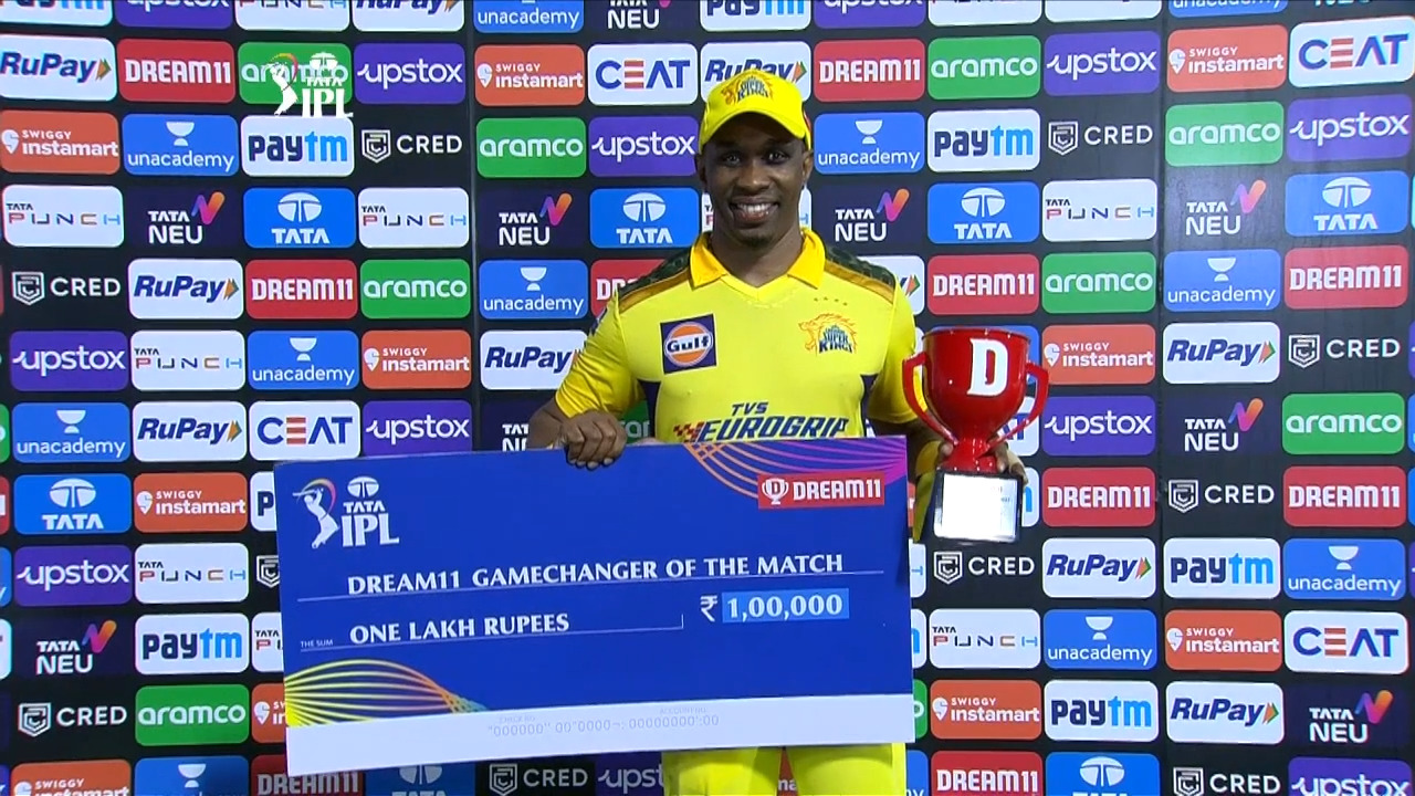 M01: CSK vs KKR – Dream11 GameChanger of the Match – Dwayne Bravo background
