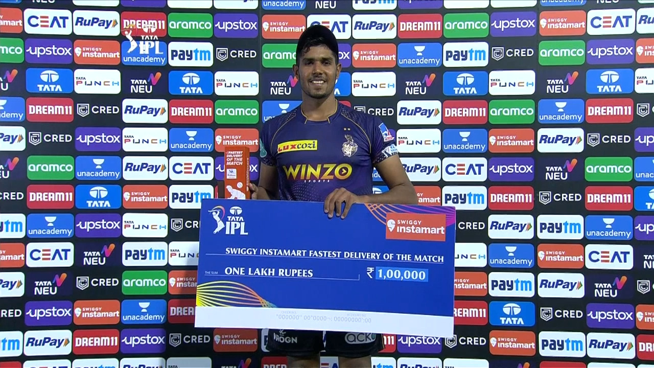 M41: DC vs KKR – Swiggy Instamart Fastest Delivery of the Match – Harshit Rana backdrop
