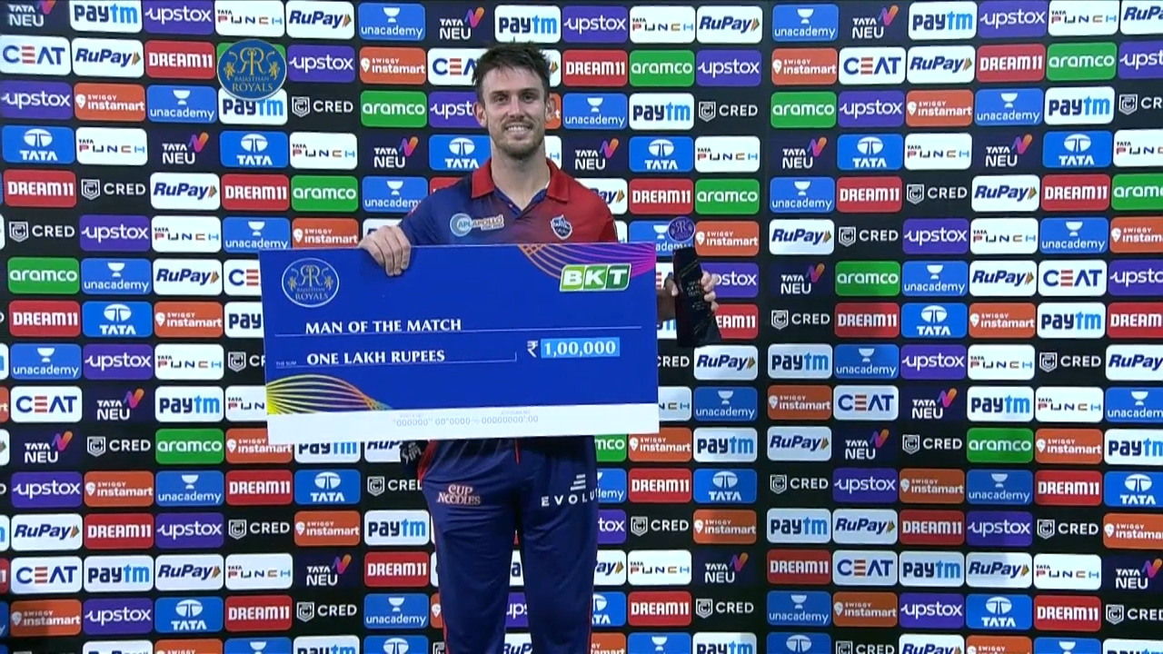 M58: RR vs DC – Man of the Match – Mitchell Marsh background