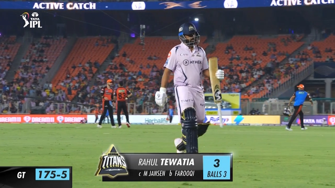 M62: GT vs SRH – Rahul Tewatia Wicket