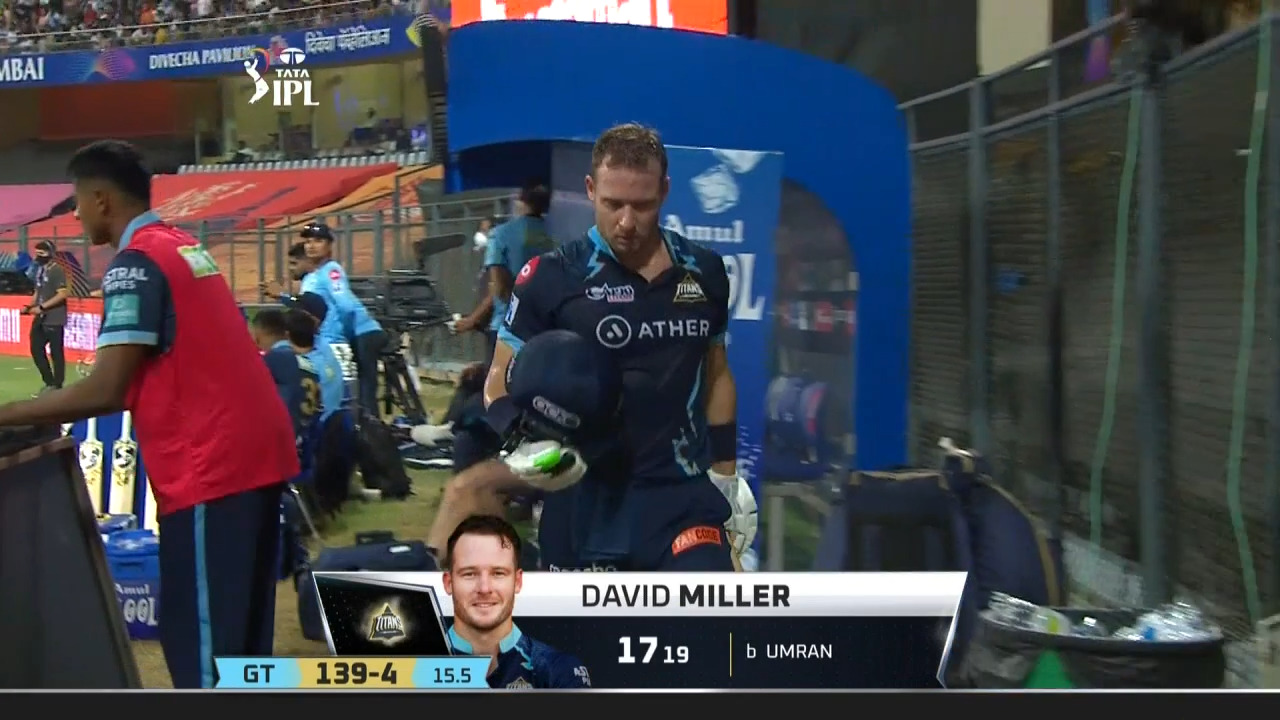 M40: GT vs SRH – David Miller Wicket