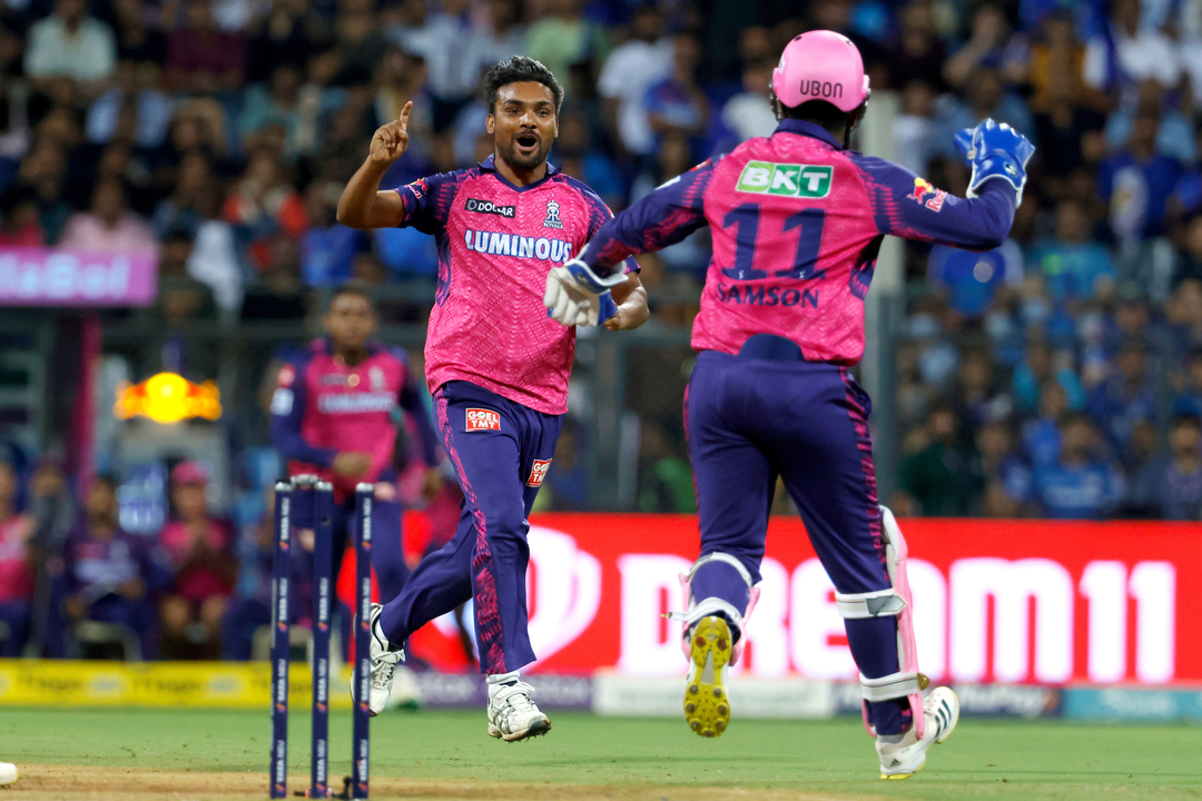 Splendid delivery: Sandeep cleans up Rohit with a knuckle ball