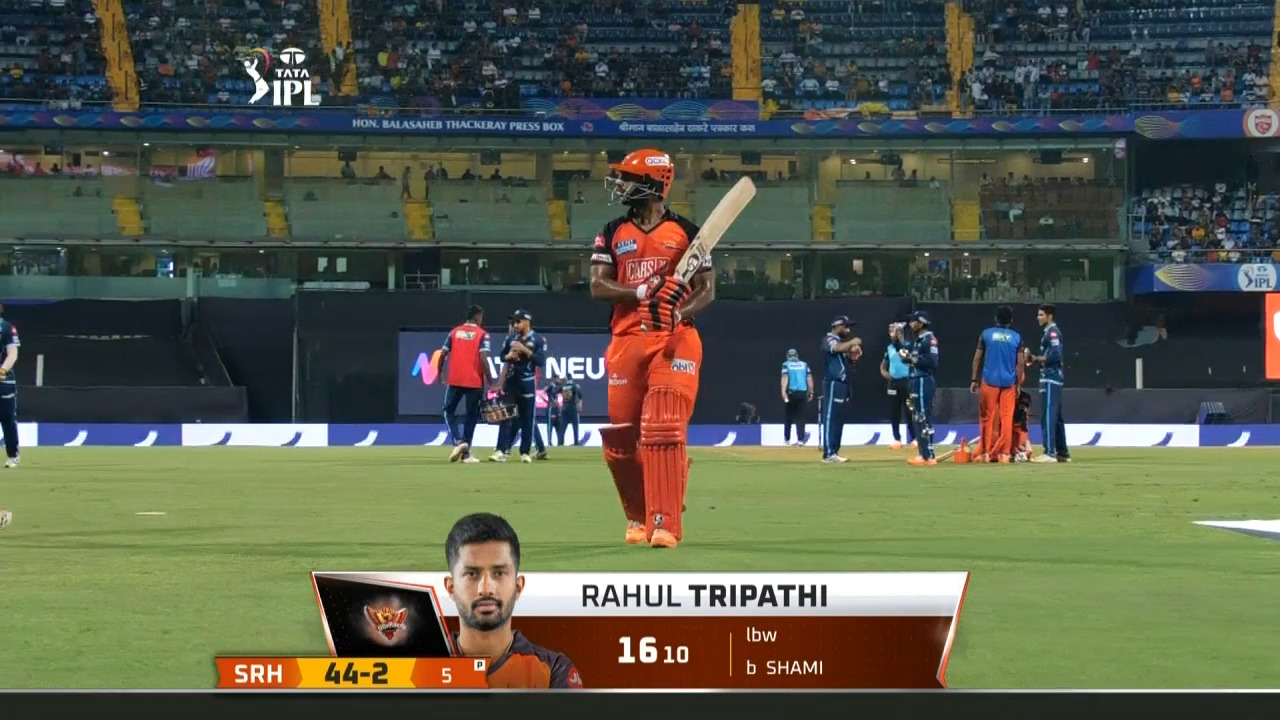 M40: GT vs SRH – Rahul Tripathi Wicket