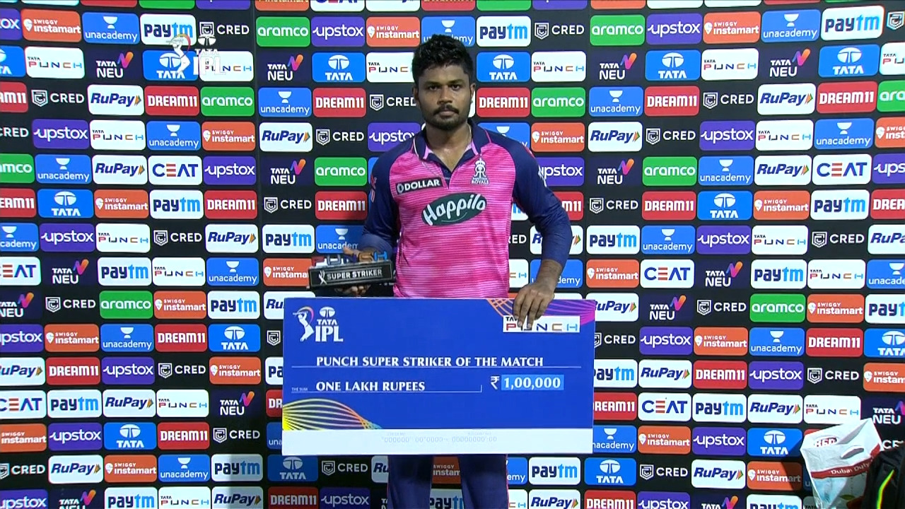 M34: DC vs RR – Punch Super Striker Of The Match – Sanju Samson