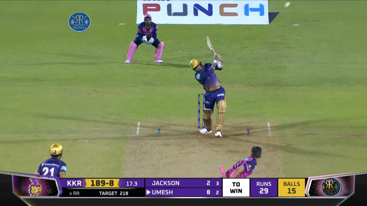 M30: RR vs KKR – Umesh Yadav Six