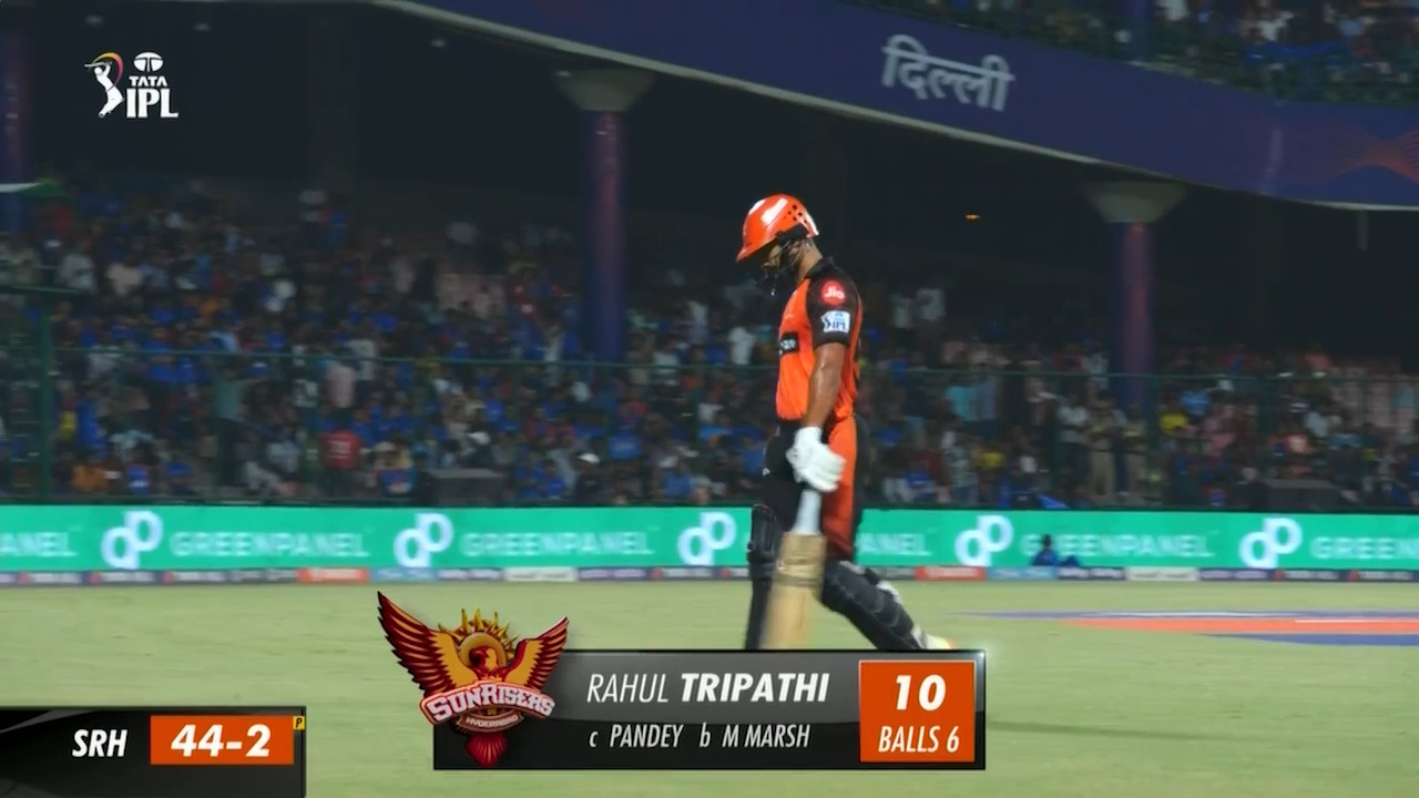 M40: DC vs SRH – Rahul Tripathi Wicket