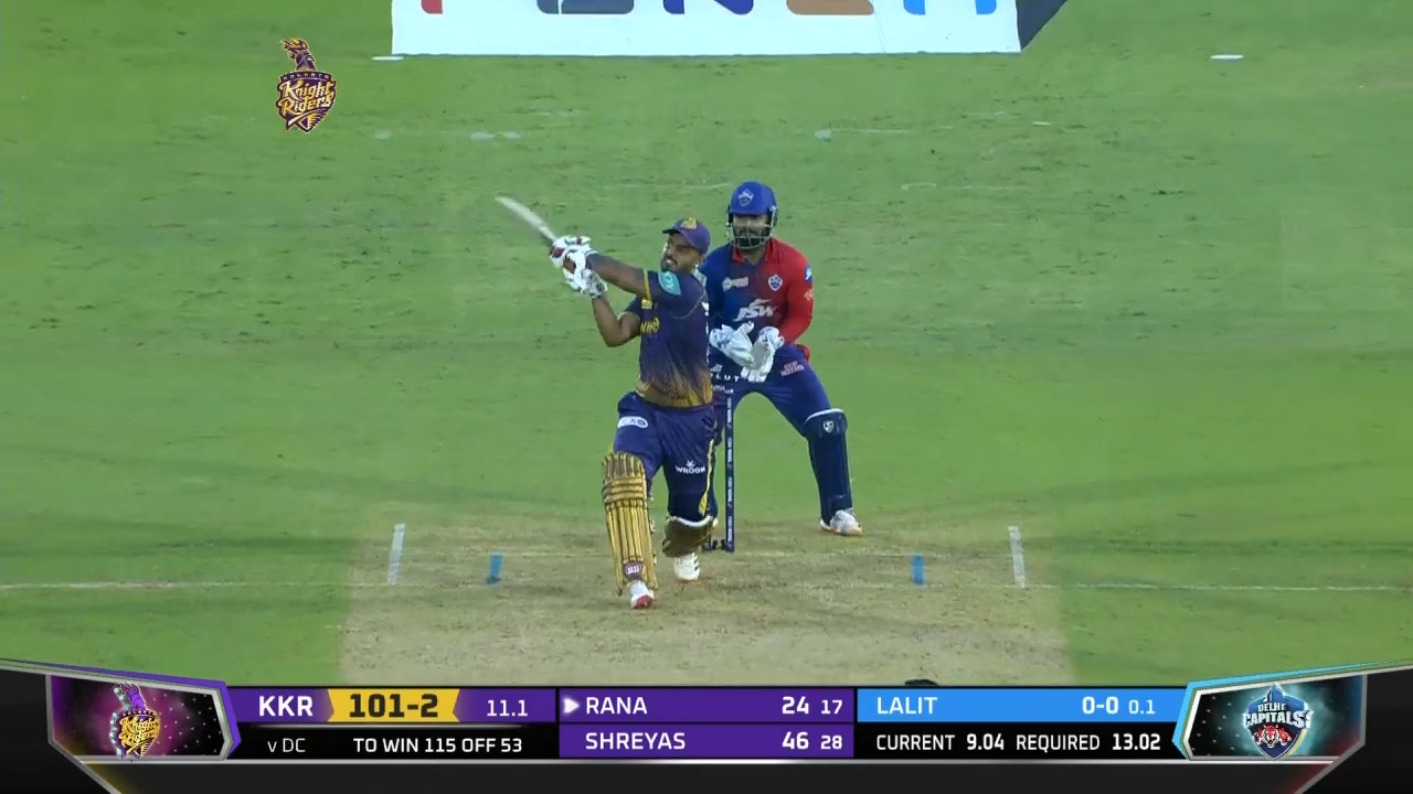 M19: KKR vs DC – Nitish Rana Six background