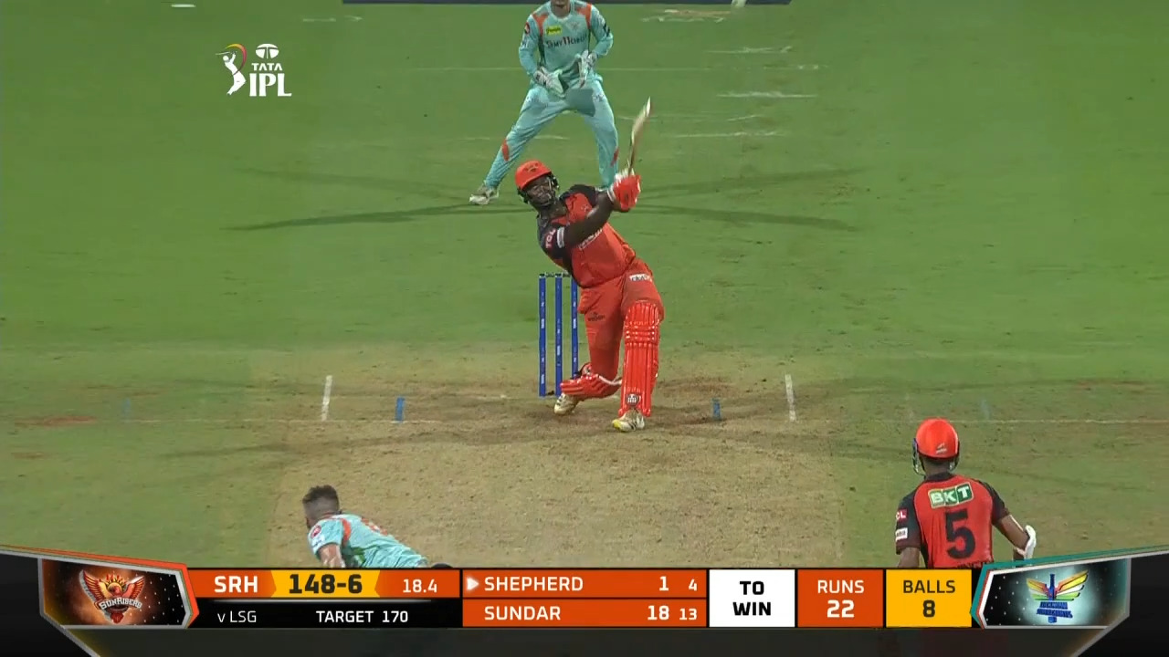 M12: SRH vs LSG – Romario Shepherd Six
